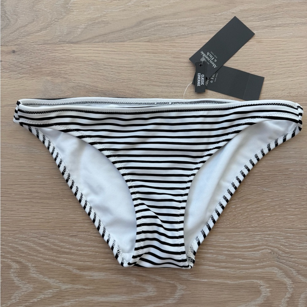 Abercrombie & Fitch Black and White Stripe Bikini Bottoms NWT